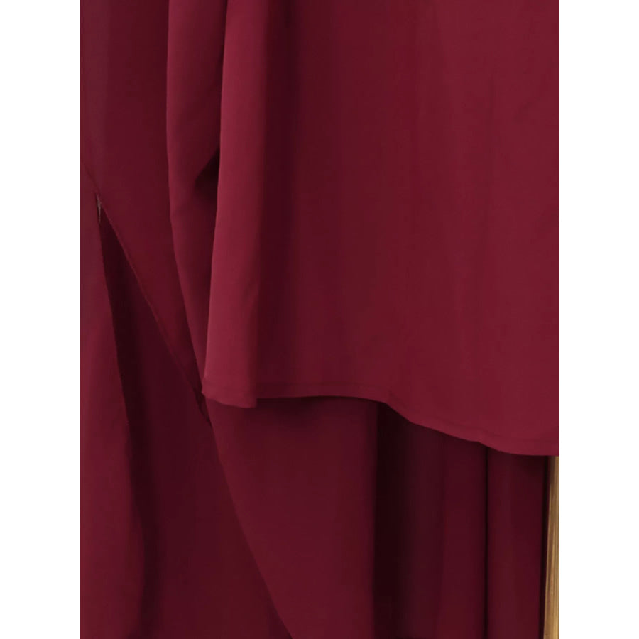 Ruched Halter Neck Cape Maxi Dress Apparel and Accessories