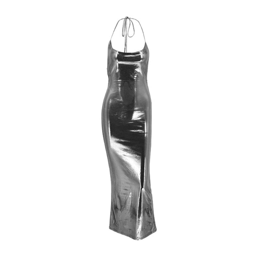 Ruched Halter Neck Maxi Dress Apparel and Accessories