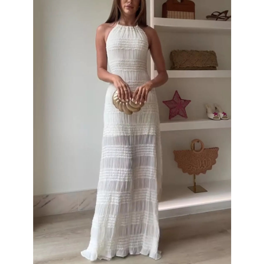 Ruched Halter Neck Maxi Dress Apparel and Accessories