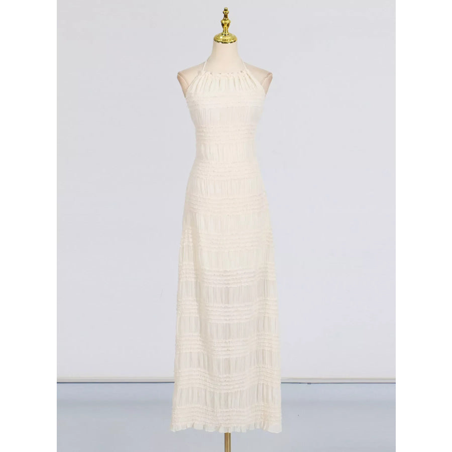 Ruched Halter Neck Maxi Dress Apparel and Accessories