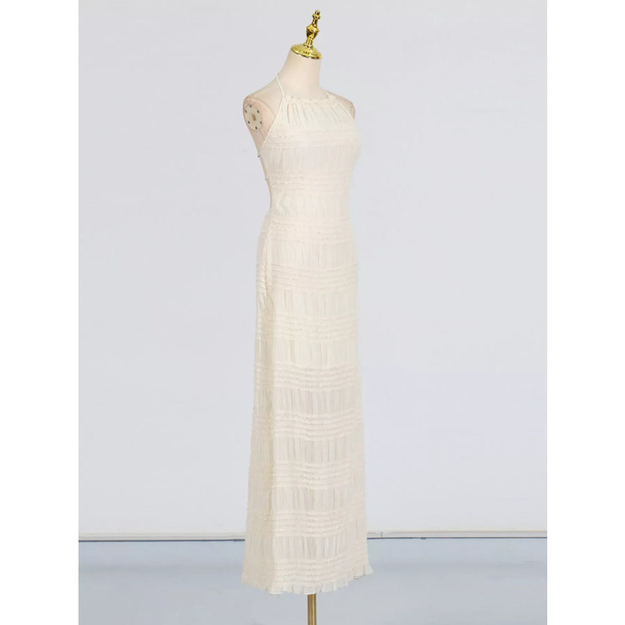Ruched Halter Neck Maxi Dress Apparel and Accessories