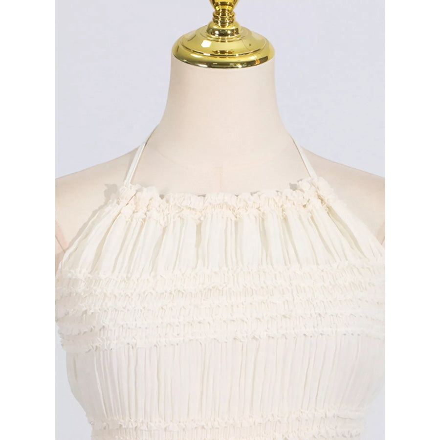 Ruched Halter Neck Maxi Dress Apparel and Accessories