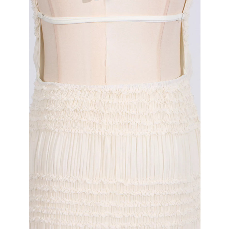 Ruched Halter Neck Maxi Dress Apparel and Accessories
