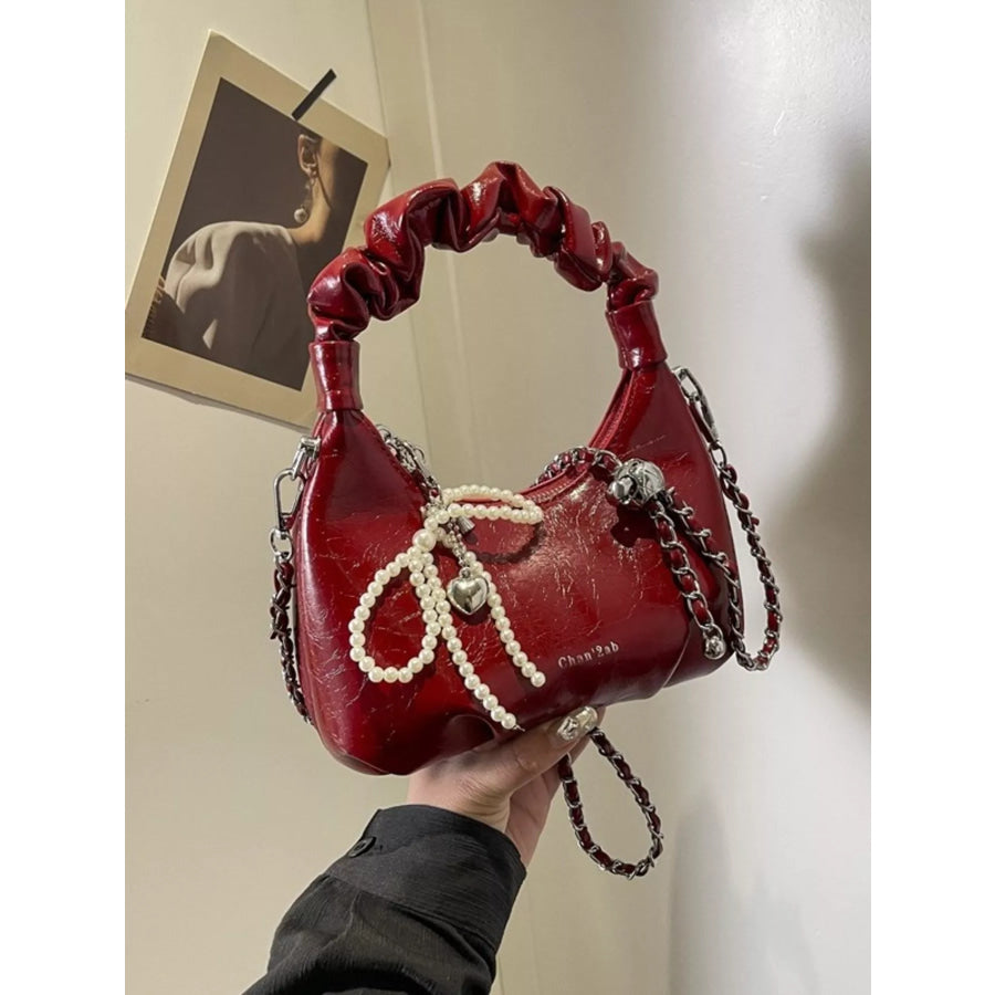 Ruched Handle Crossbody Bag Burgundy / One Size Apparel and Accessories