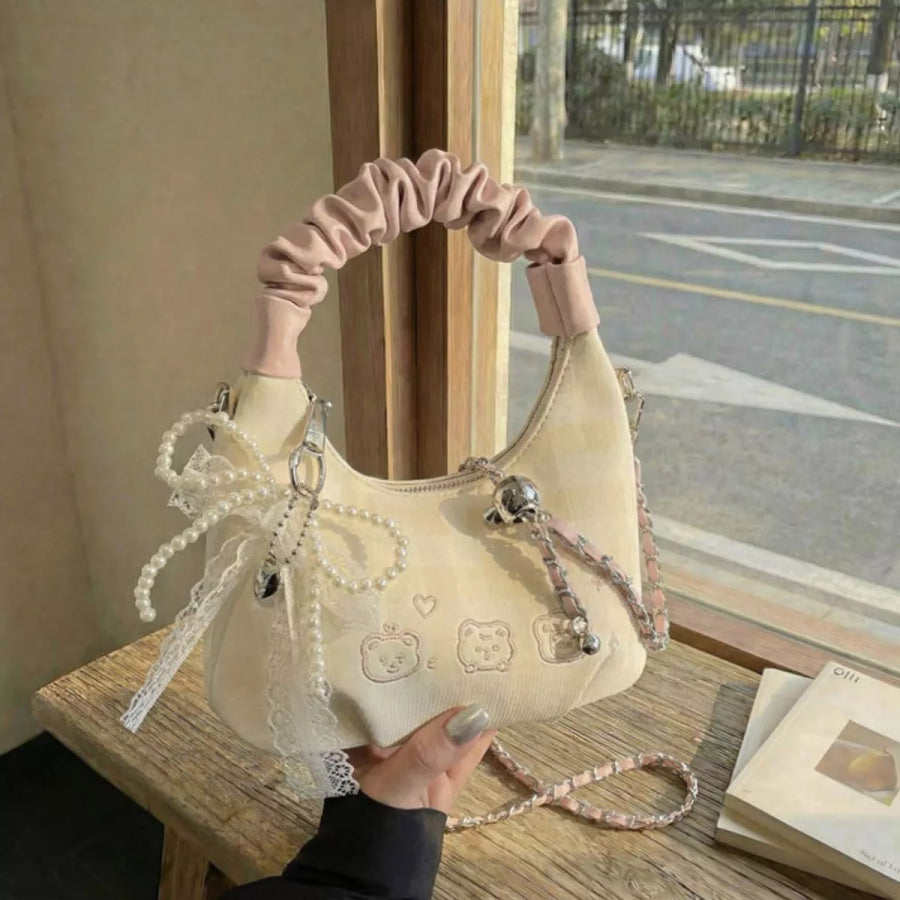 Ruched Handle Crossbody Bag Cream / One Size Apparel and Accessories