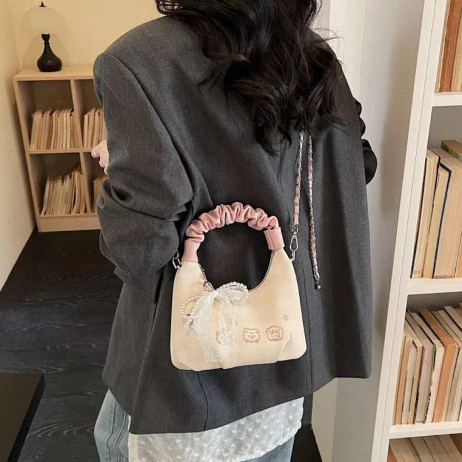 Ruched Handle Crossbody Bag Cream / One Size Apparel and Accessories