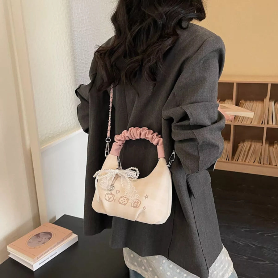 Ruched Handle Crossbody Bag Cream / One Size Apparel and Accessories