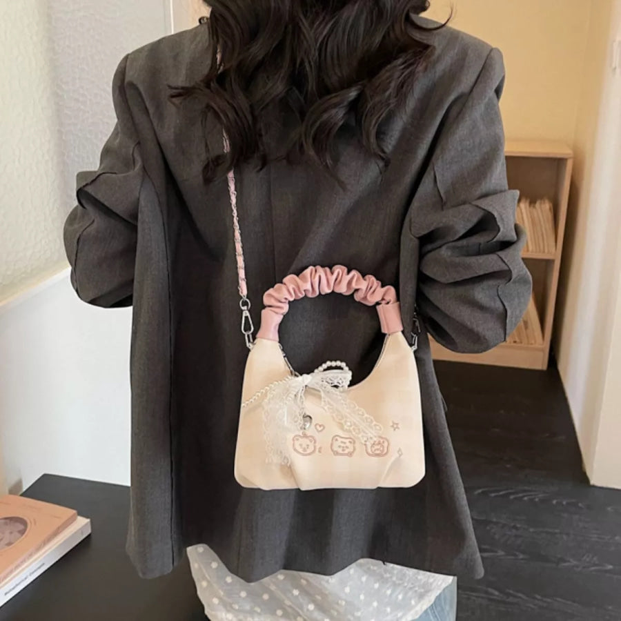 Ruched Handle Crossbody Bag Cream / One Size Apparel and Accessories