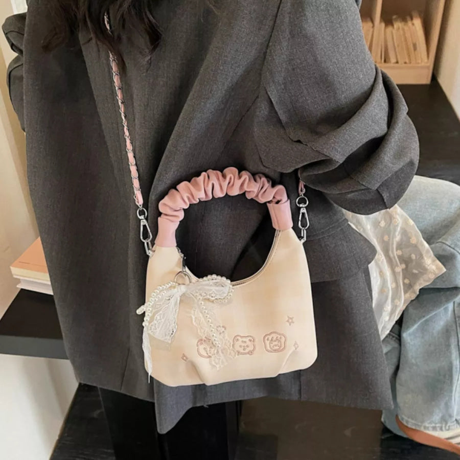 Ruched Handle Crossbody Bag Cream / One Size Apparel and Accessories