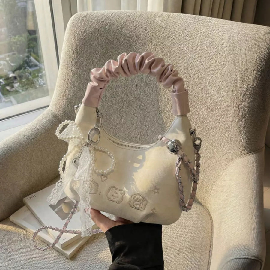 Ruched Handle Crossbody Bag Cream / One Size Apparel and Accessories