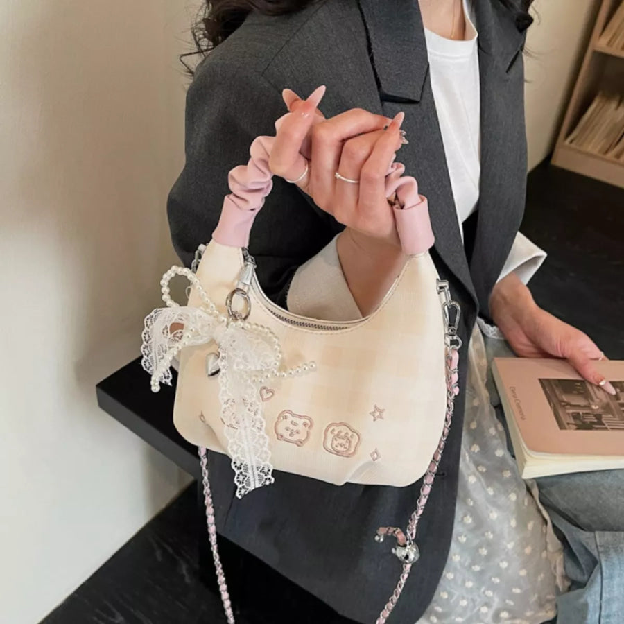 Ruched Handle Crossbody Bag Cream / One Size Apparel and Accessories