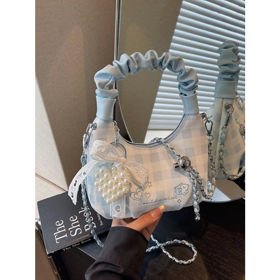 Ruched Handle Crossbody Bag Light Blue / One Size Apparel and Accessories