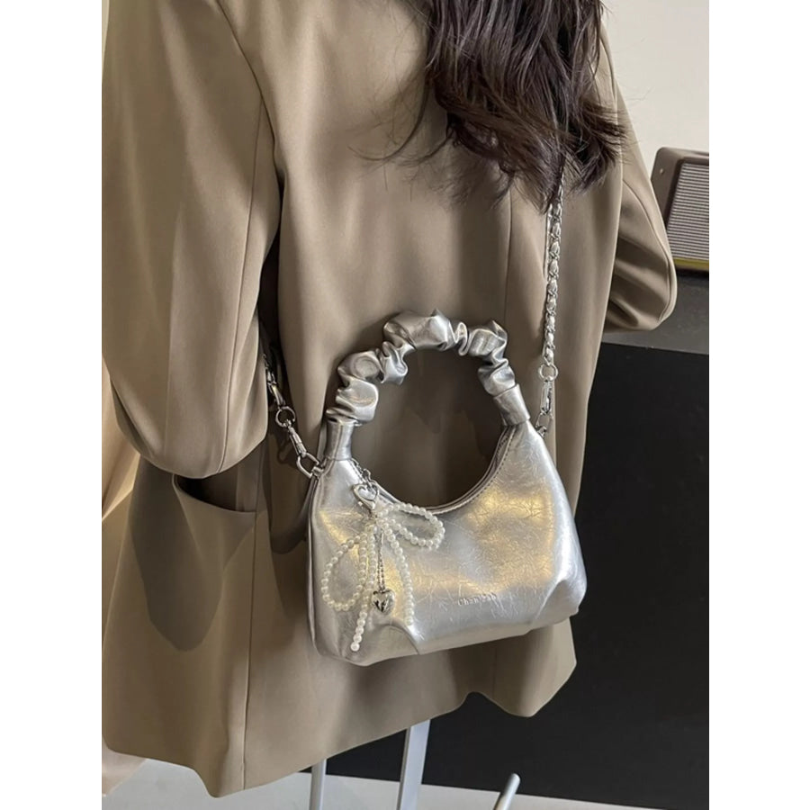 Ruched Handle Crossbody Bag Silver / One Size Apparel and Accessories