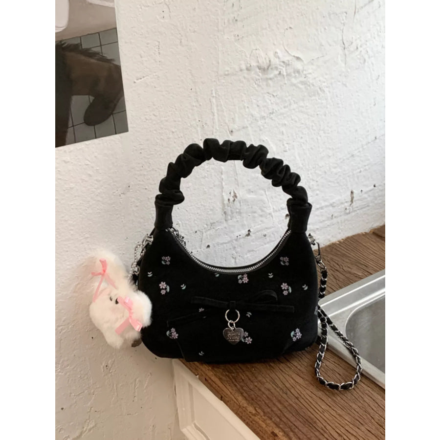 Ruched Handle Crossbody Bag with Bow Apparel and Accessories