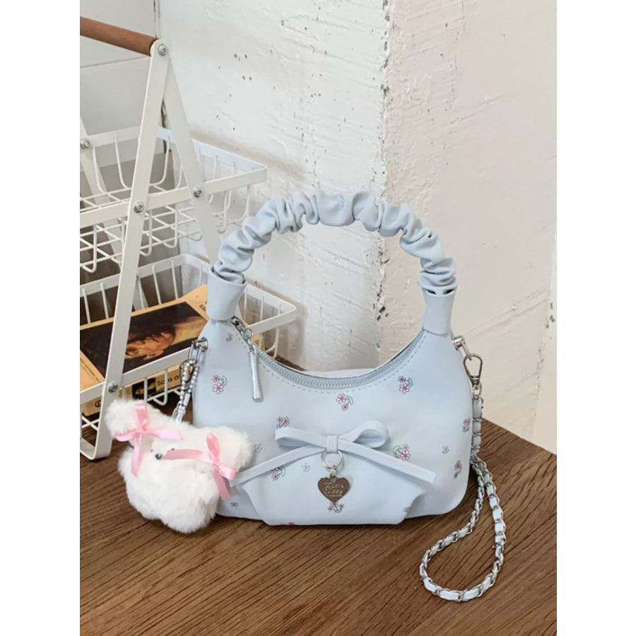 Ruched Handle Crossbody Bag with Bow Apparel and Accessories