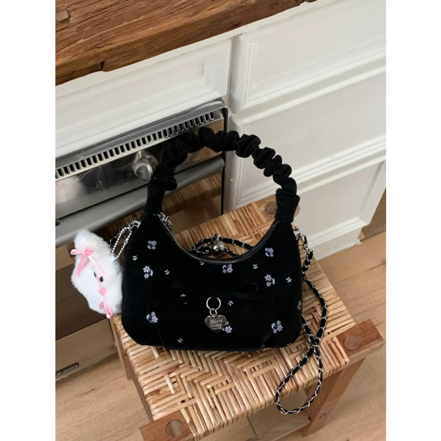 Ruched Handle Crossbody Bag with Bow Apparel and Accessories