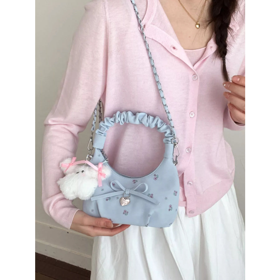 Ruched Handle Crossbody Bag with Bow Apparel and Accessories