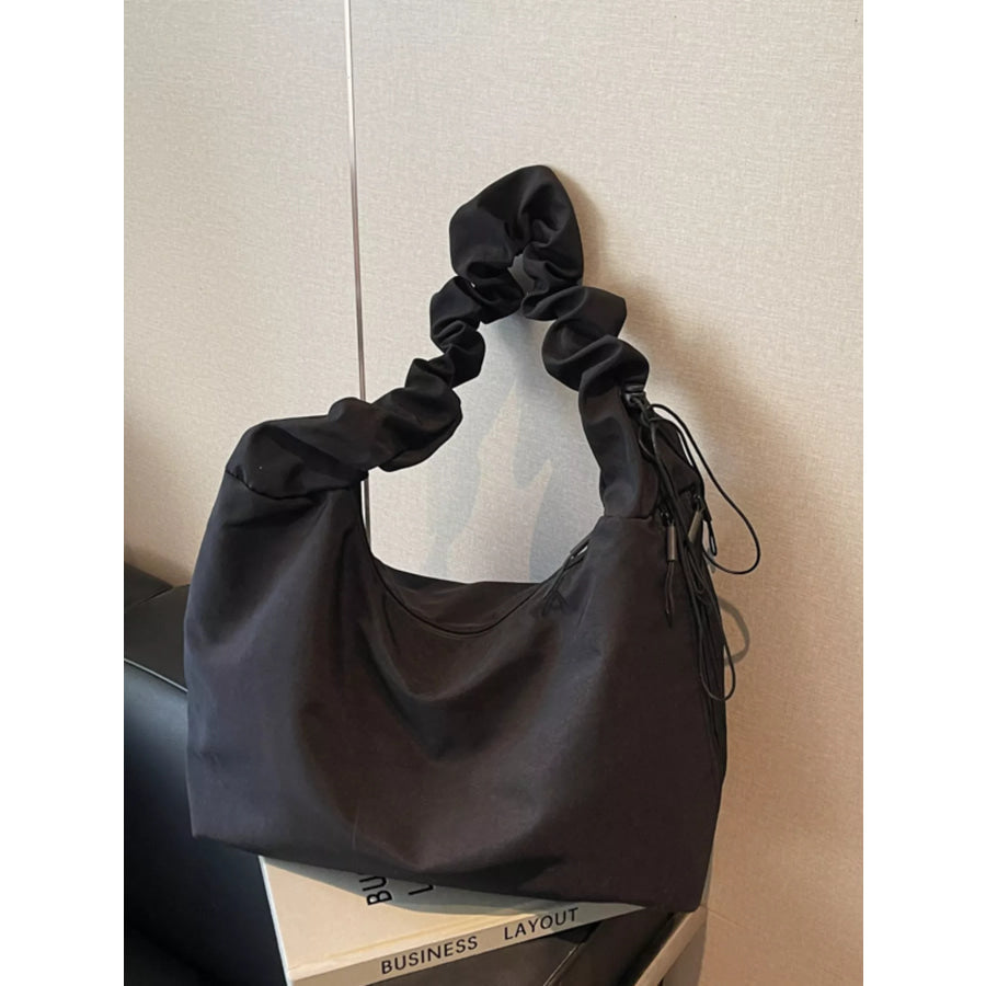Ruched Handle Lightweight Shoulder Bag Black / One Size Apparel and Accessories