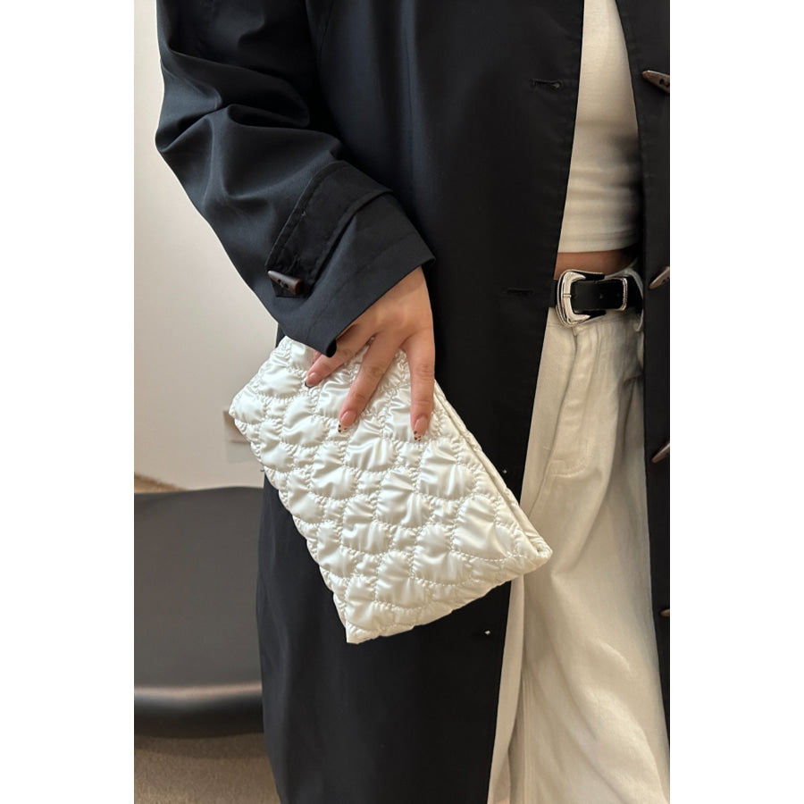 Ruched Heart Clutch with Zipper Apparel and Accessories