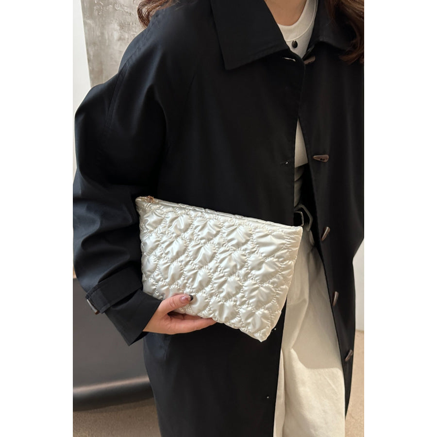 Ruched Heart Clutch with Zipper Apparel and Accessories