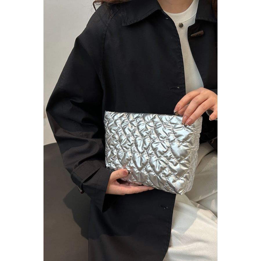 Ruched Heart Clutch with Zipper Apparel and Accessories