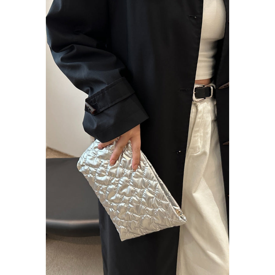 Ruched Heart Clutch with Zipper Apparel and Accessories