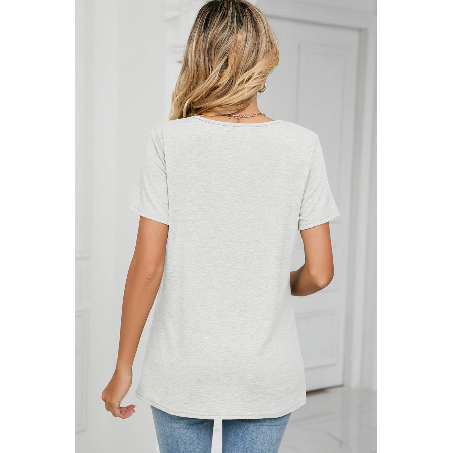 Ruched Heathered Short Sleeve T - Shirt Apparel and Accessories