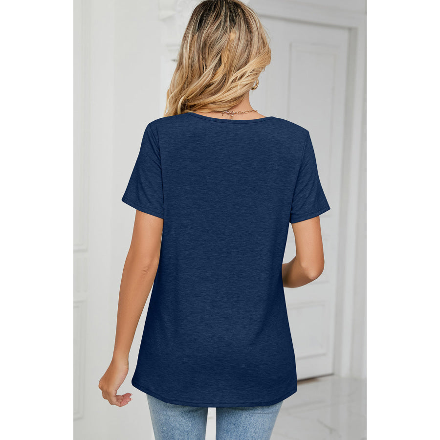 Ruched Heathered Short Sleeve T - Shirt Apparel and Accessories