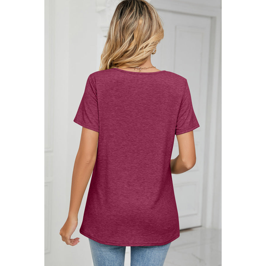 Ruched Heathered Short Sleeve T - Shirt Apparel and Accessories