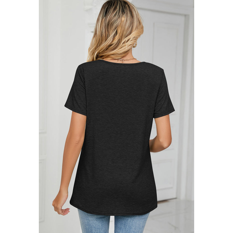Ruched Heathered Short Sleeve T - Shirt Apparel and Accessories