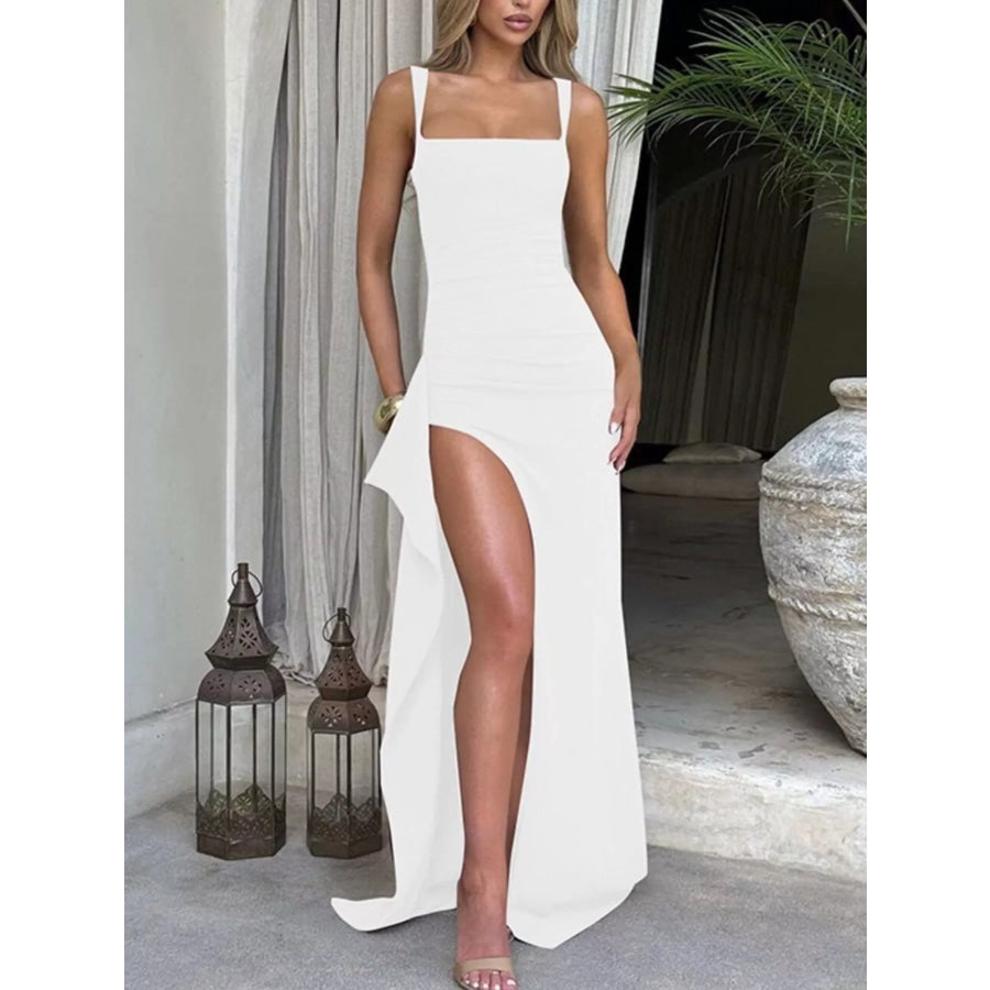 Ruched High-Slit Maxi Dress Apparel and Accessories
