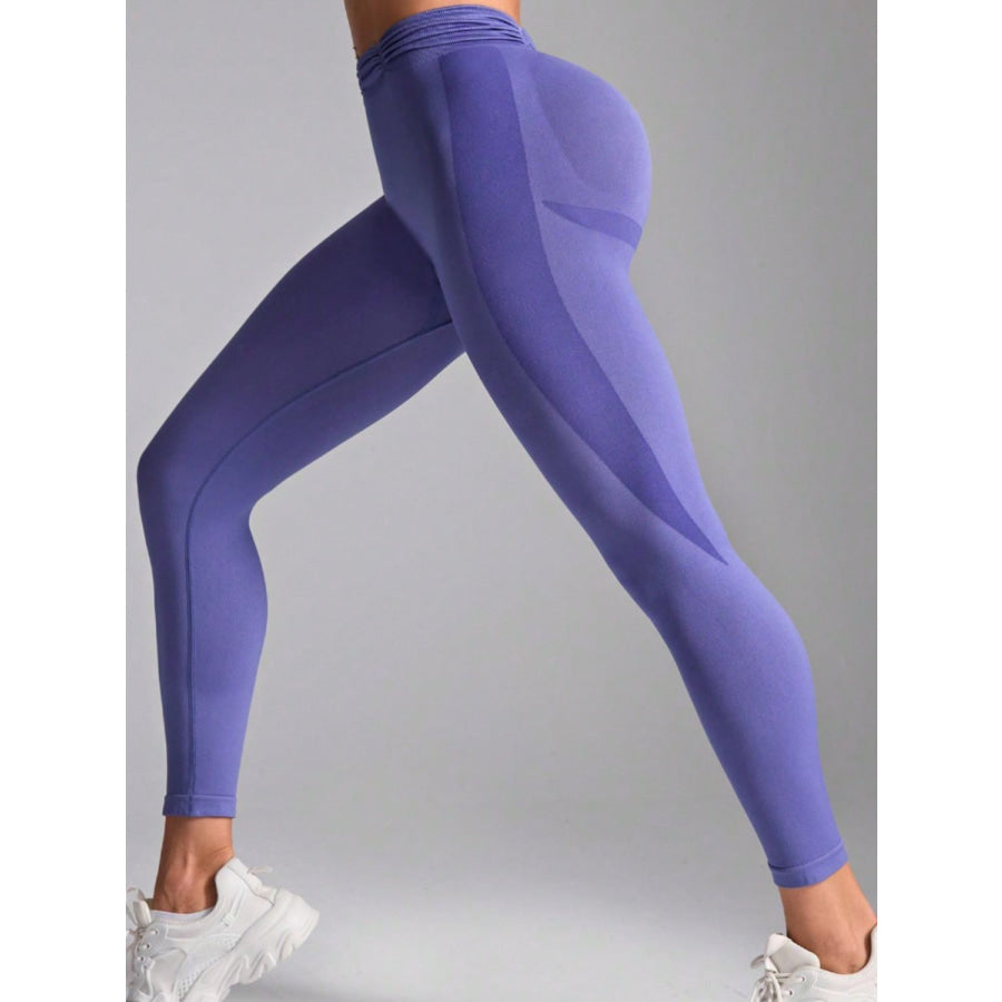 Ruched High Waist Active Leggings Blue Purple / S Apparel and Accessories