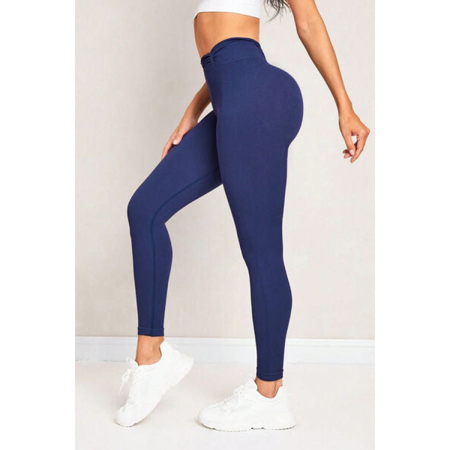 Ruched High Waist Active Leggings Navy / S Clothing