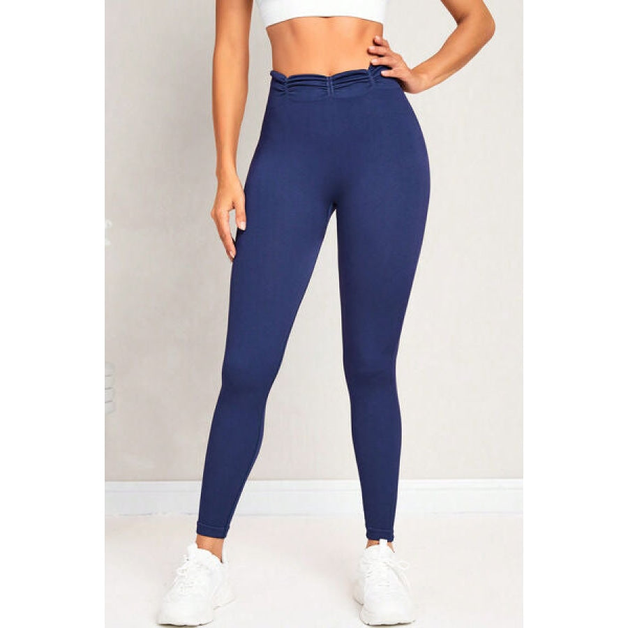 Ruched High Waist Active Leggings Navy / S Clothing