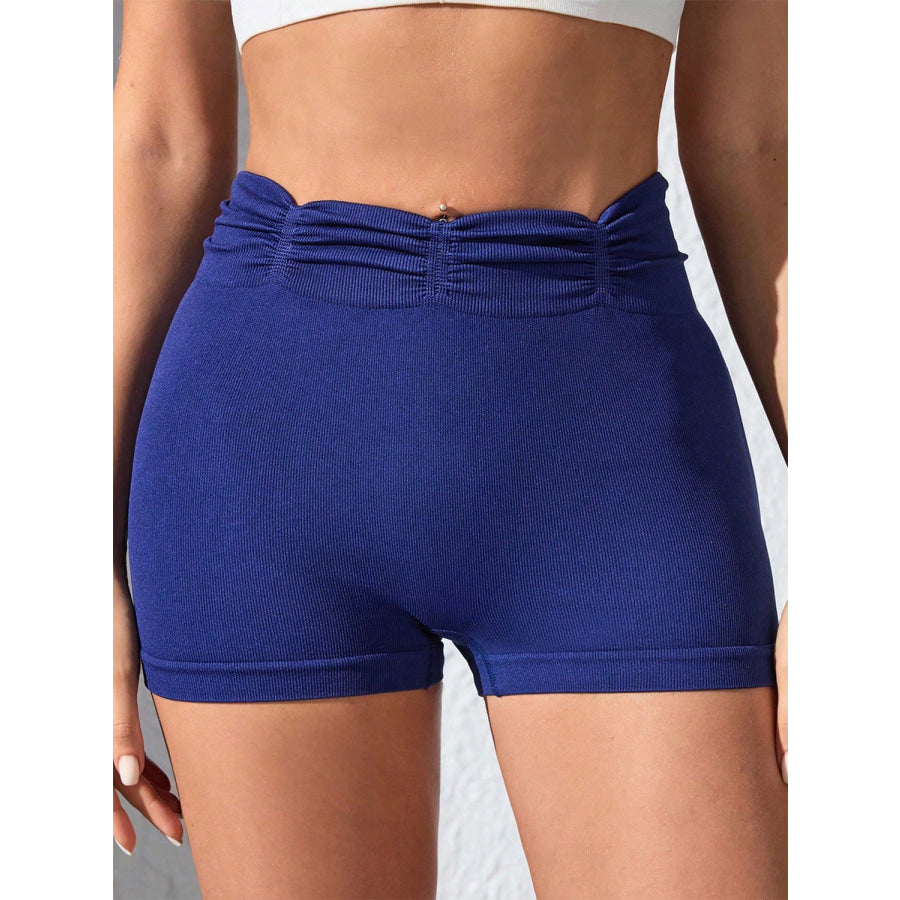 Ruched High Waist Active Shorts Apparel and Accessories