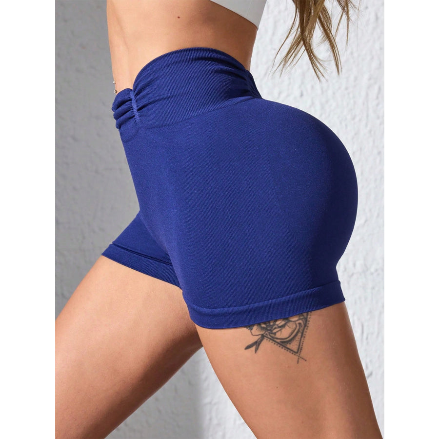 Ruched High Waist Active Shorts Apparel and Accessories