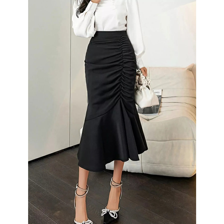 Ruched High Waist Mermaid Skirt Apparel and Accessories