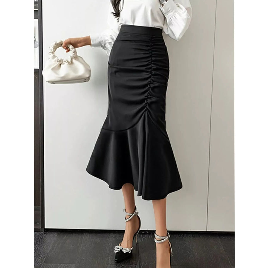 Ruched High Waist Mermaid Skirt Apparel and Accessories