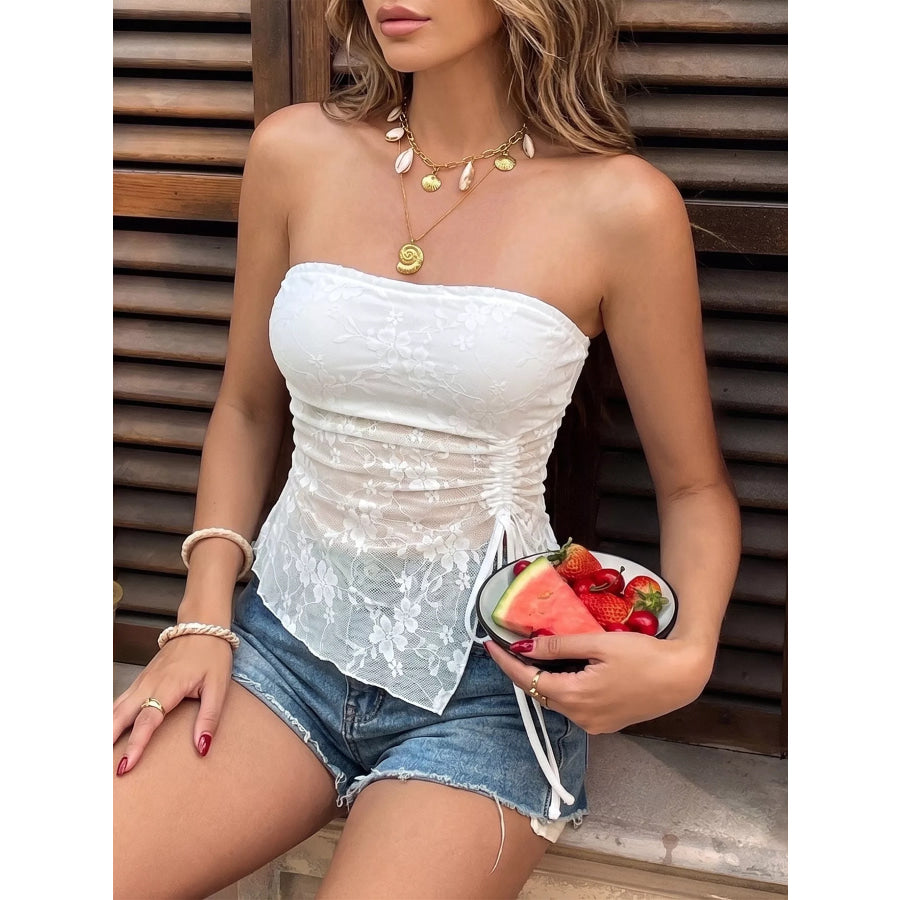 Ruched Lace Tube Top Apparel and Accessories