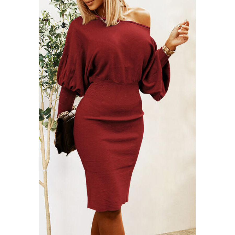 Ruched Lantern Sleeve Dress Apparel and Accessories