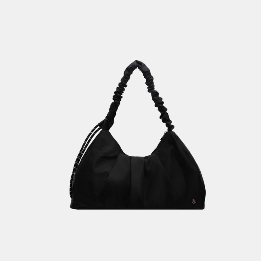 Ruched Large Tote Bag Black / One Size Apparel and Accessories