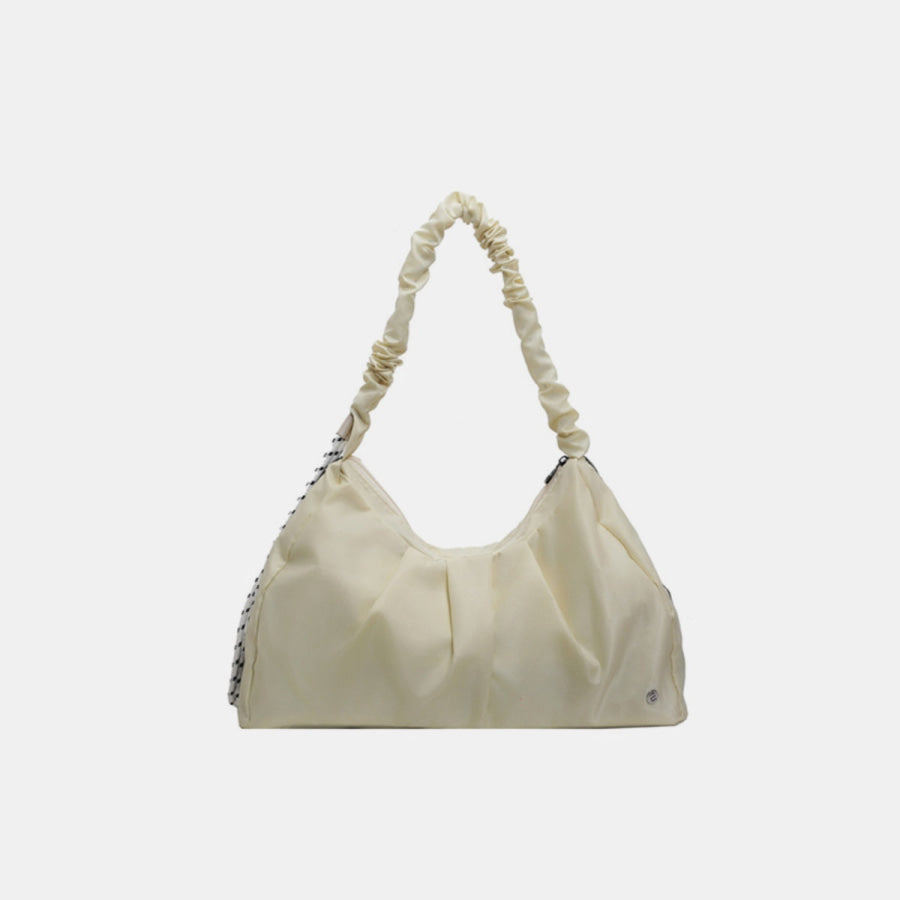 Ruched Large Tote Bag Ivory / One Size Apparel and Accessories