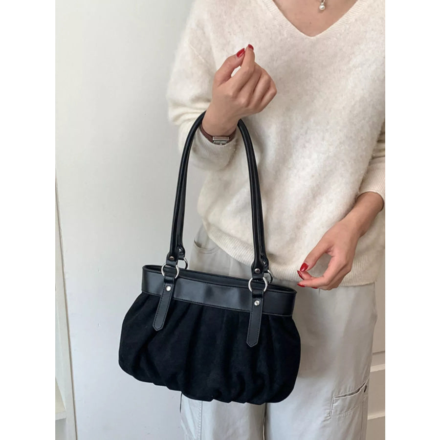 Ruched Leather Trim Shoulder Bag Apparel and Accessories
