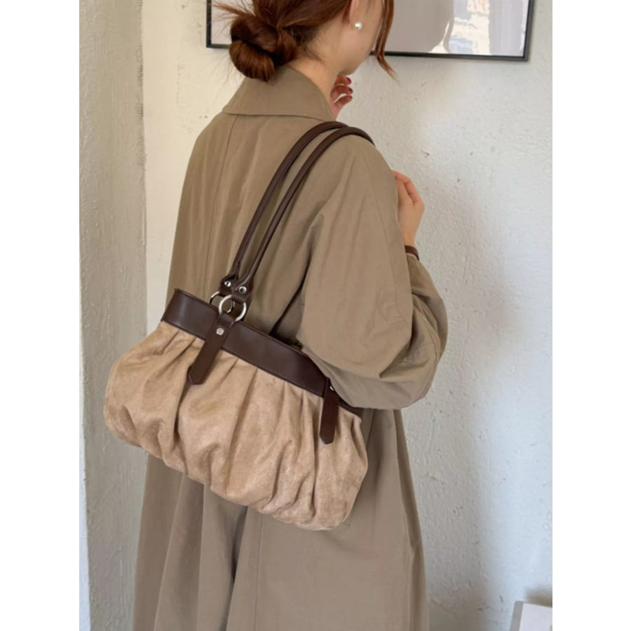 Ruched Leather Trim Shoulder Bag Apparel and Accessories