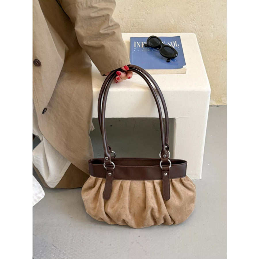 Ruched Leather Trim Shoulder Bag Apparel and Accessories