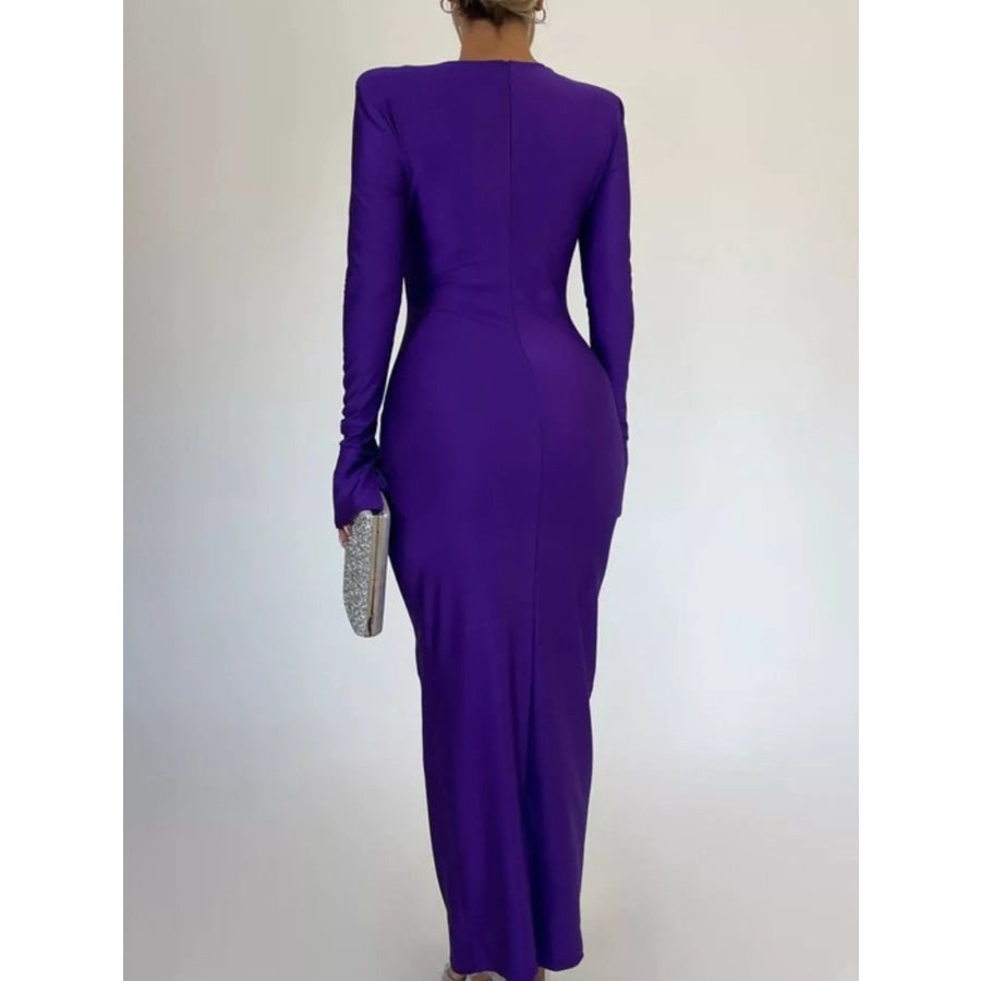 Ruched Long Sleeve Bodycon Maxi Dress Apparel and Accessories