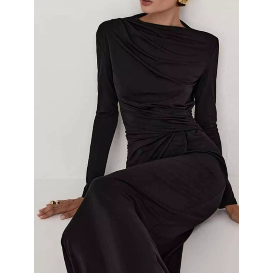 Ruched Long Sleeve Bodycon Maxi Dress Apparel and Accessories