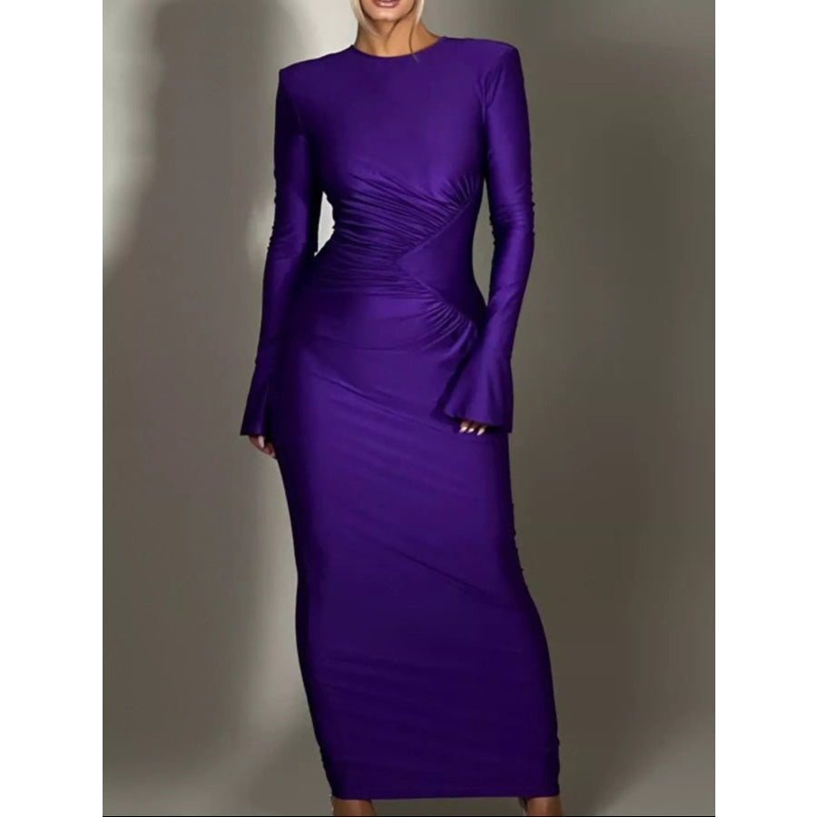 Ruched Long Sleeve Bodycon Maxi Dress Apparel and Accessories