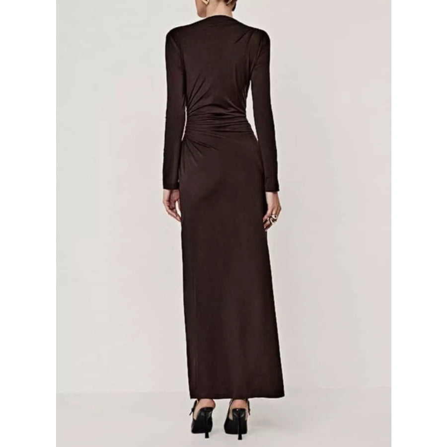 Ruched Long Sleeve Bodycon Maxi Dress Apparel and Accessories