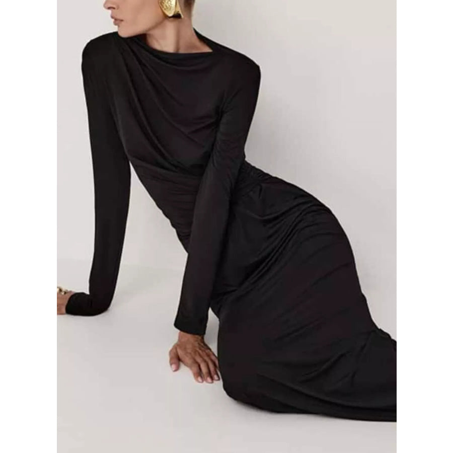 Ruched Long Sleeve Bodycon Maxi Dress Apparel and Accessories